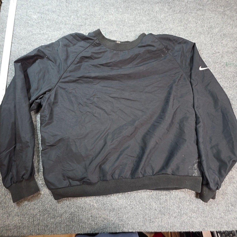 Nike Jacket Mens 2XL Black Windbreaker Pullover Crew Neck Golf Lined Polyester